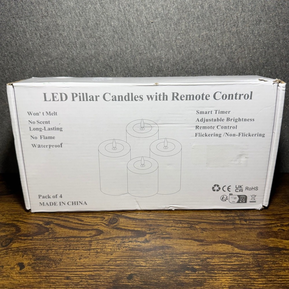 LED Pillar Candles with Remote Control 4 Pack Ivory Waterproof Flameless Timer - Picture 3 of 6